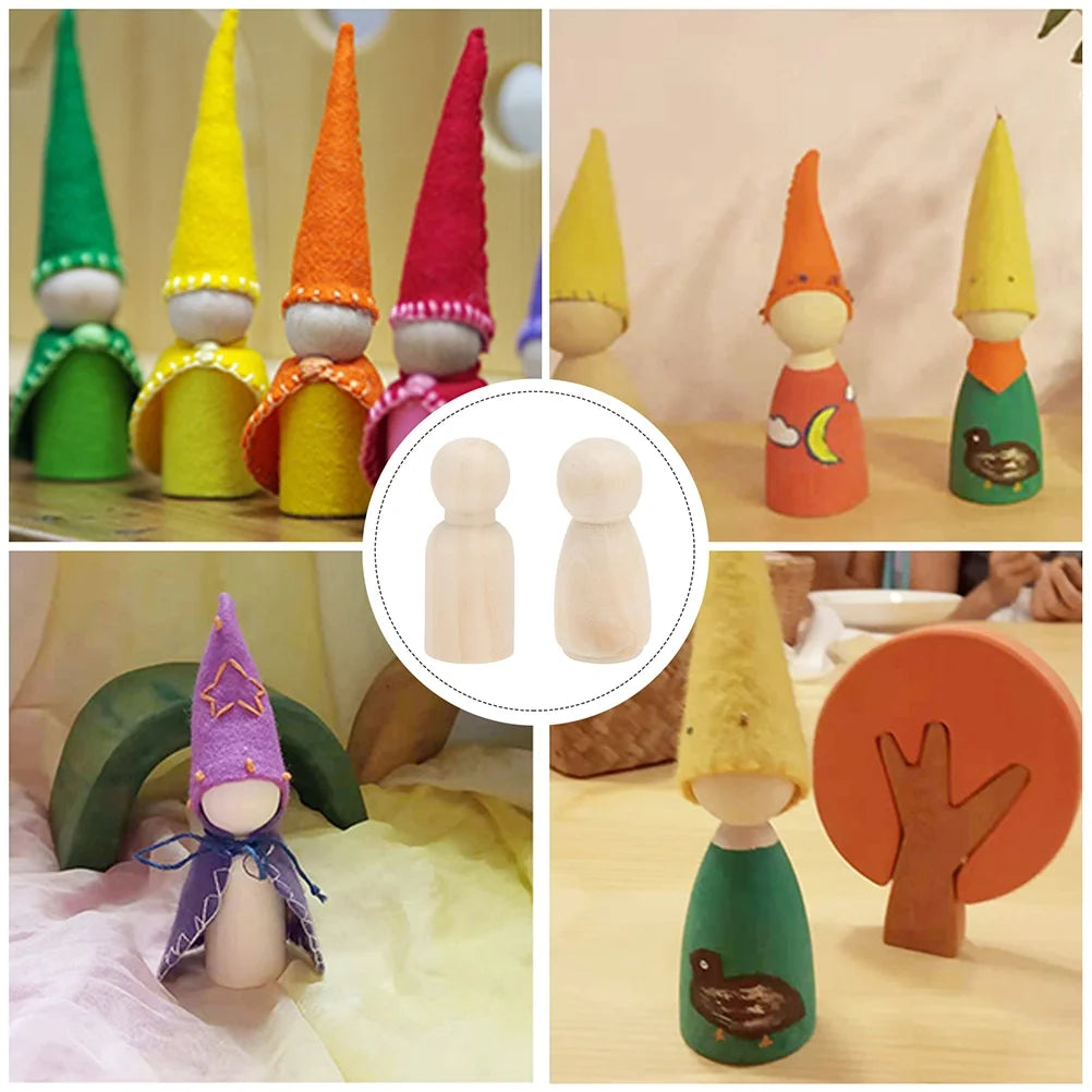 30 Pcs Wooden Doll Pegs Painting Toys W34208
