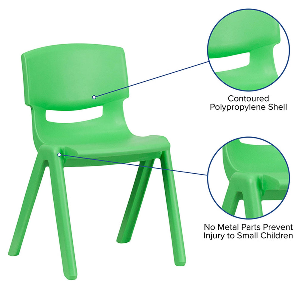 Green Plastic Stackable School Chair, 2 Pack M9430