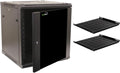 12U Wall Mount 19 Inch Server Cabinet Rack Enclosure with Glass Door and Shelves Z778805