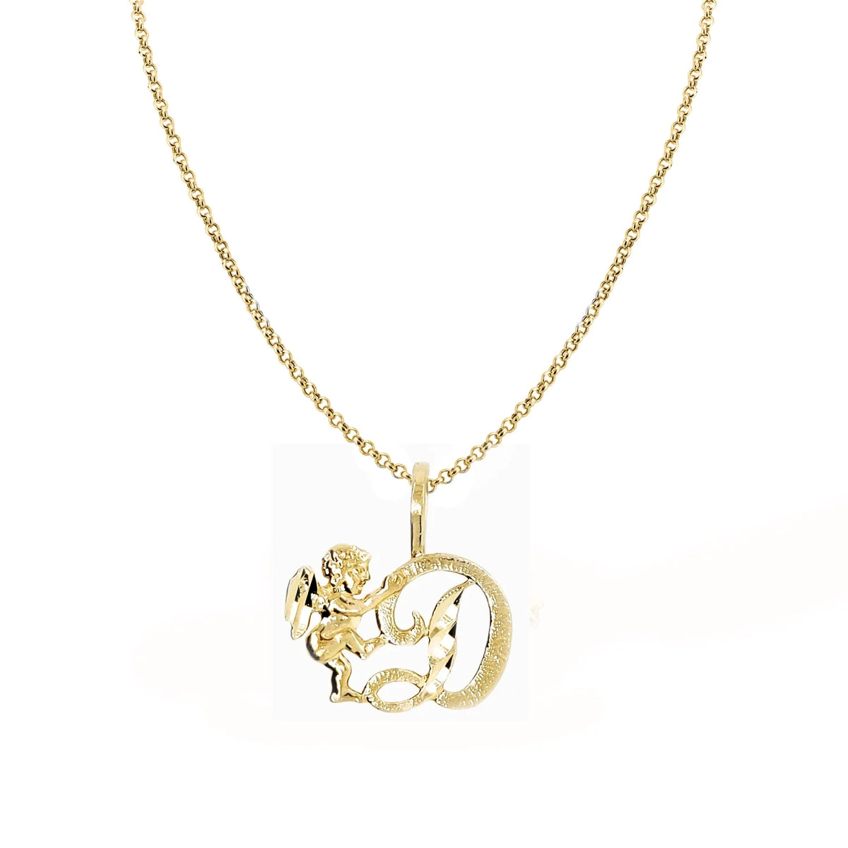 14K Yellow Gold Cherub Pendant Necklace with 18" Chain Z1425