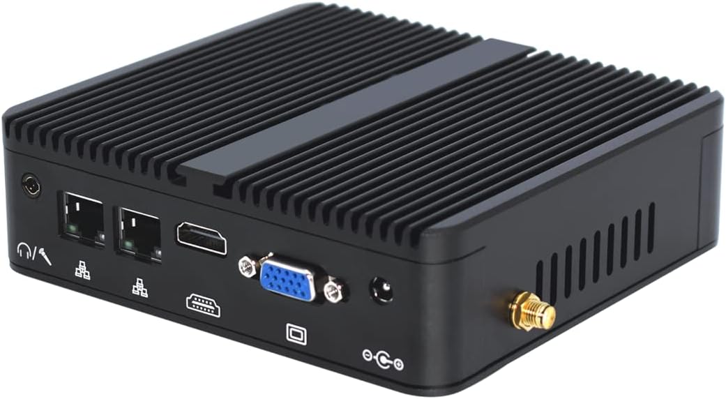 Quad-Core J4125 Mini PC Barebone System, HDMI, VGA, 4K Output, Alloy Case, Fanless Q880049