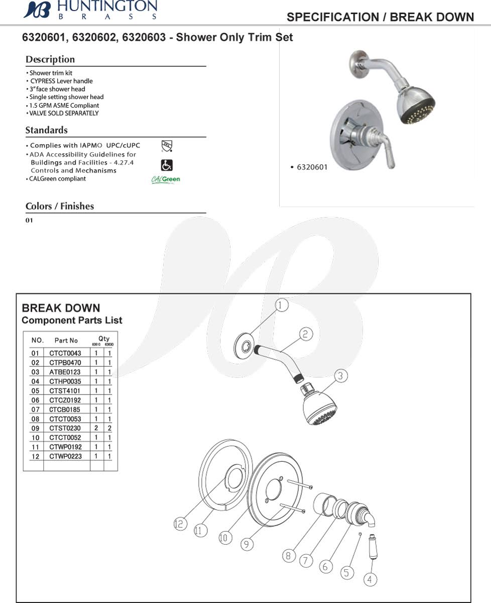 Brass Shower Trim Satin Nickel D7642