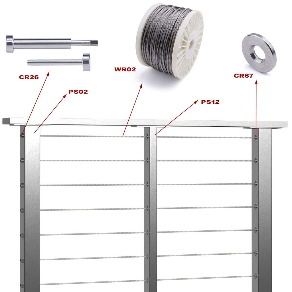 Stainless Steel Brushed Cable Railing Post Z90737