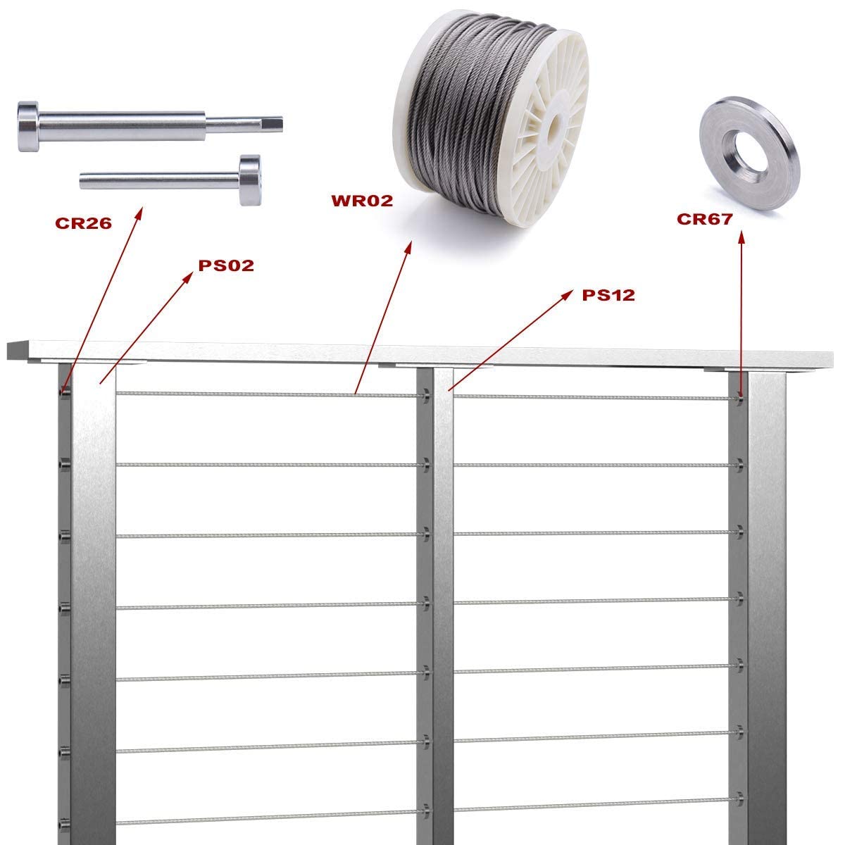 Stainless Steel Brushed Cable Railing Post Z90737