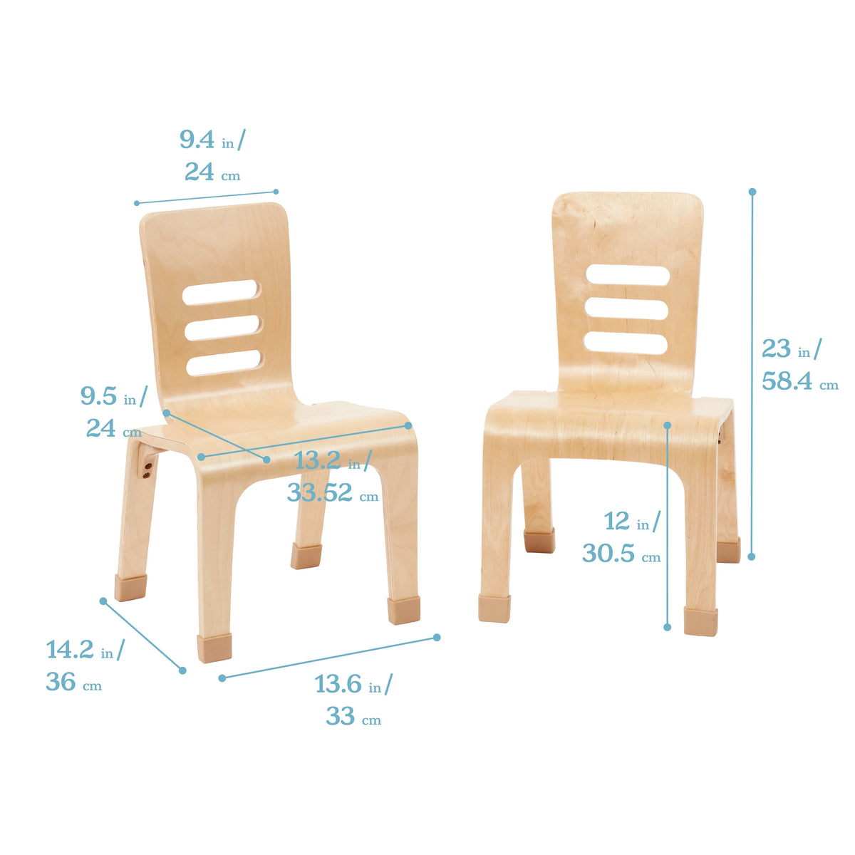 Bentwood Chair, 12in Seat Height, Natural, 2-Pack G479178