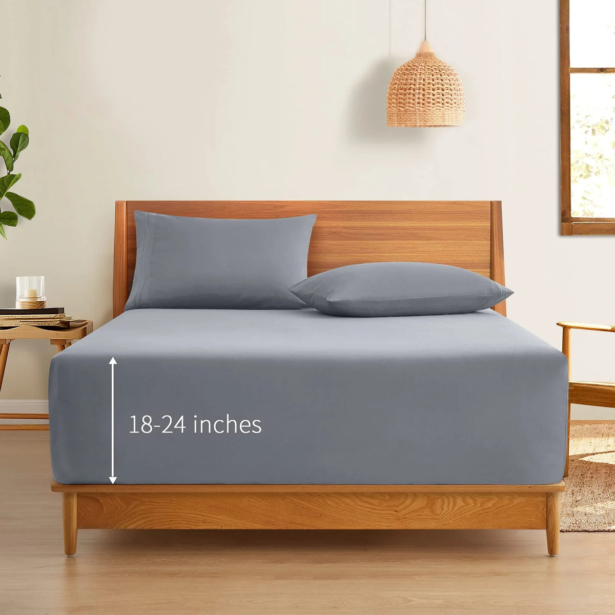 Gray 1800 Thread Count Microfiber King Fitted Sheet with Deep Pocket E476355