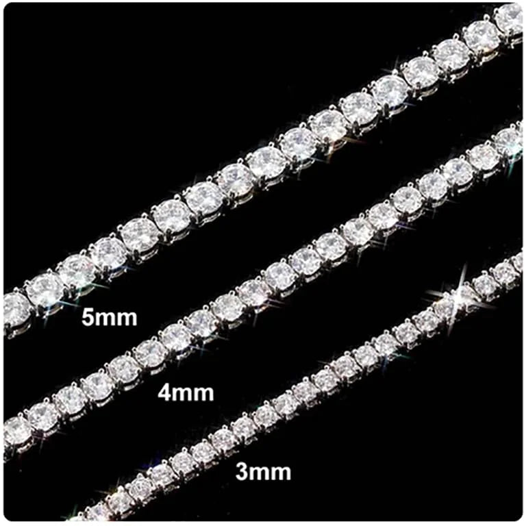 925 Silver Moissanite Tennis Necklace 4 mm Round Chain 18-36 Inches F53829