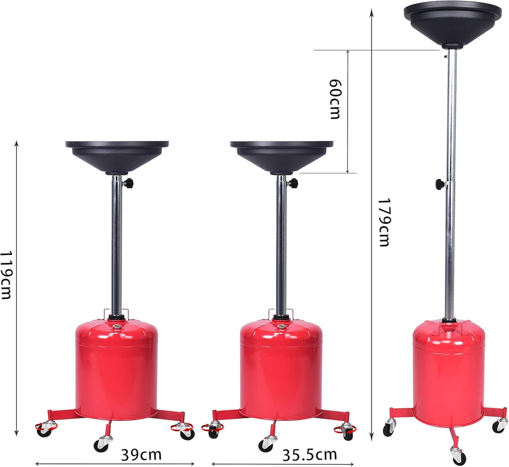Red Steel 5 Gallon Portable Oil Drain N8473