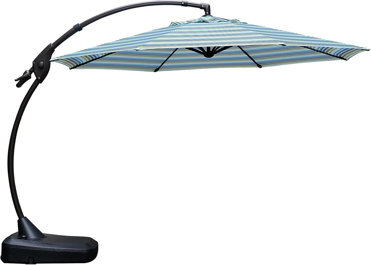 11 FT Curvy Aluminum Offset Cantilever Umbrella with Base Y29910