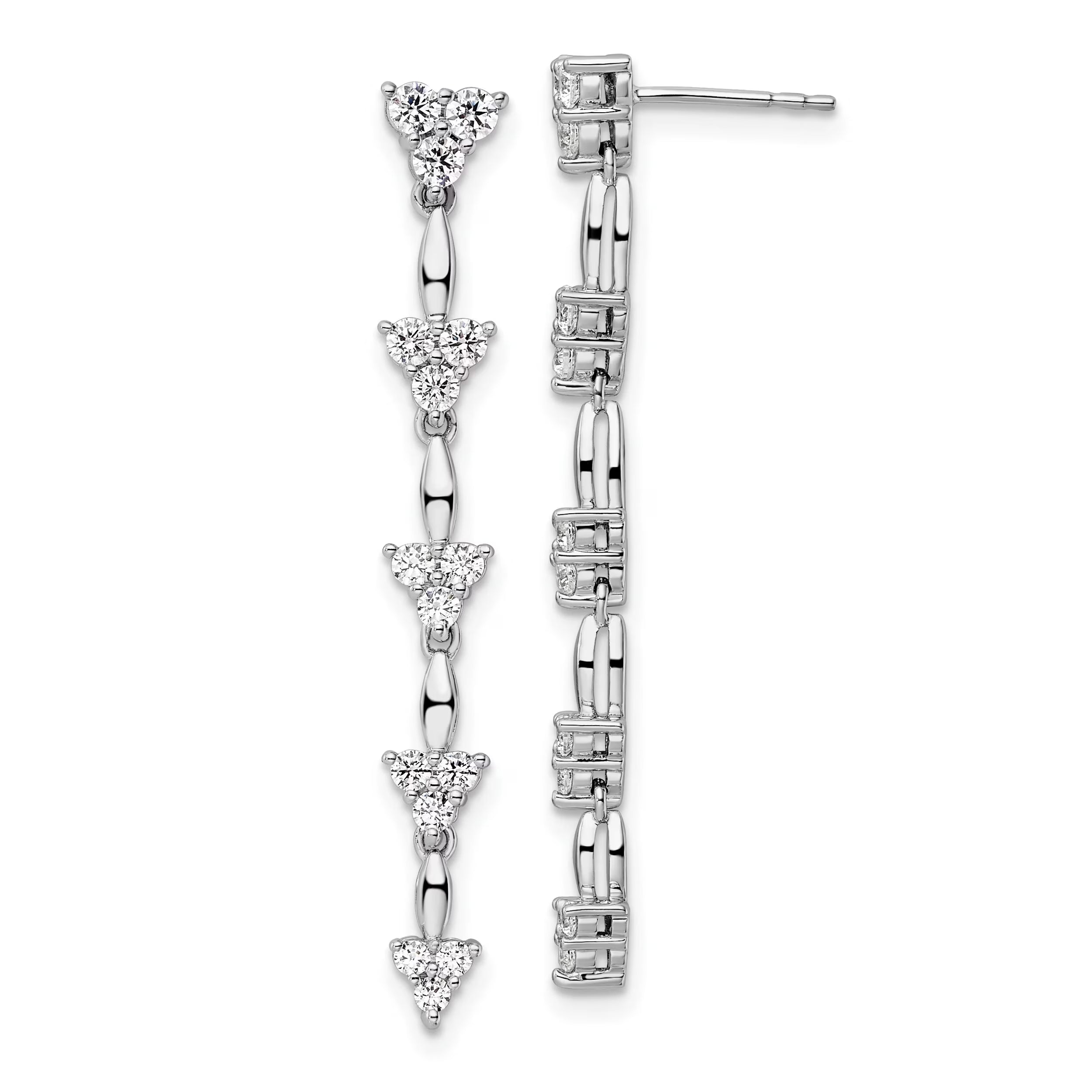 14 Karat White Gold Lab Grown Diamond Marquise Cluster Dangle Earrings L243