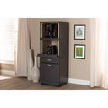Dark Grey and Oak Brown Finished Kitchen Cabinet with Roll-Out Compartment V224