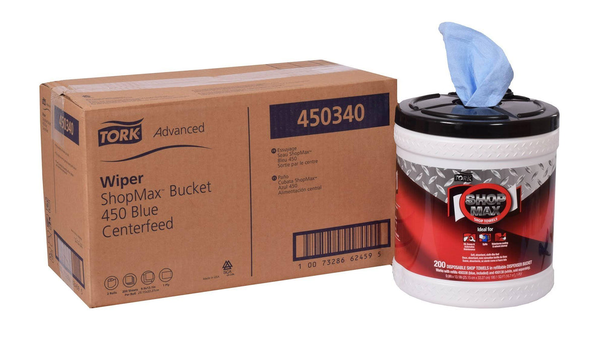 Blue 8.5 x 10 Shop Wiper, 200/Bucket, 2 Buckets/Carton G460