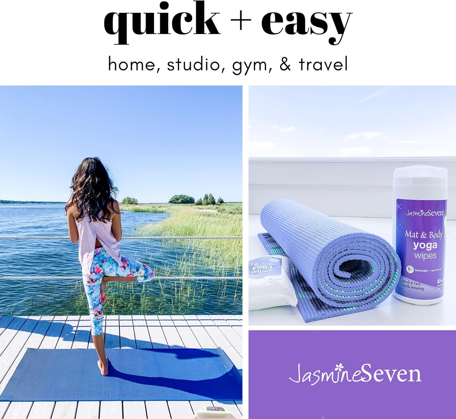 Yoga Wipes for Mat and Body, Case of 6, Natural Lavender and Tea Tree H42382