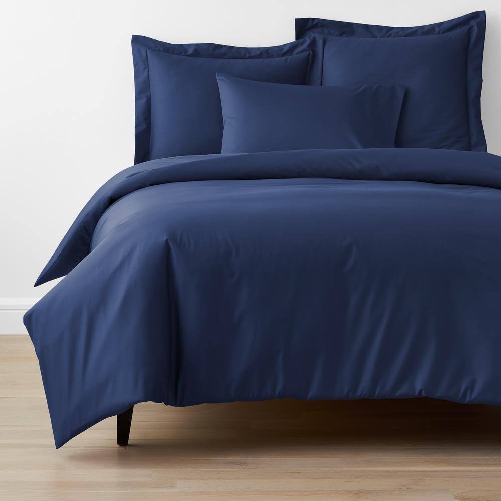 Blue Sapphire Solid 300-Thread Count Sateen Queen Duvet Cover X814029