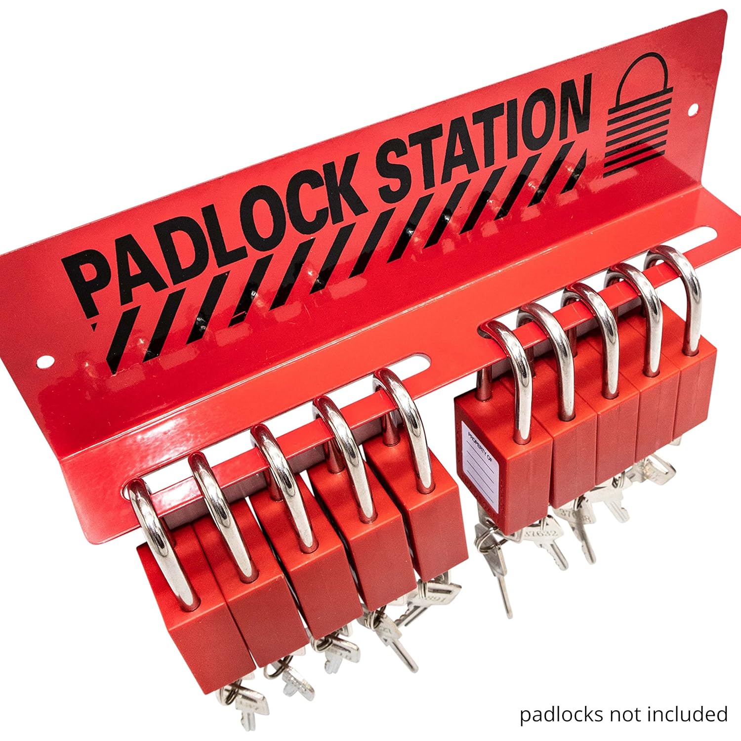 10 Padlocks Included Lockout Tagout Station with Carbon Steel Body D5988