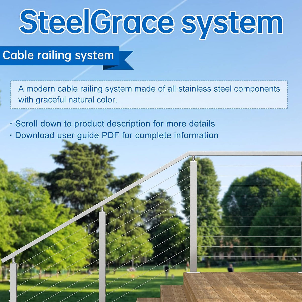 Stainless Steel Brushed Cable Railing Post Z90737