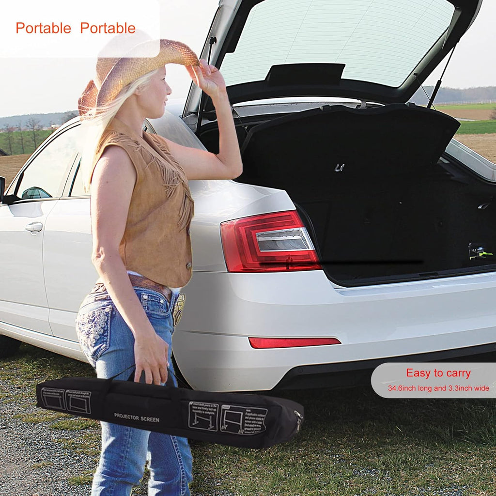 120 inch Portable Projection Screen with Stand and Carry Bag A4537