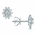 14K White Gold Flower Stud Earrings U72881