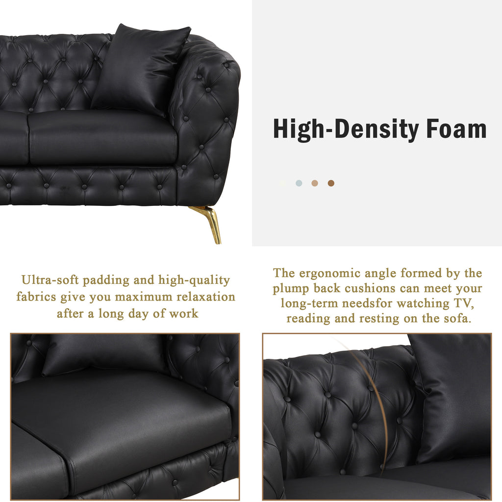 Black PU Upholstered Sofa with Metal Legs X2683
