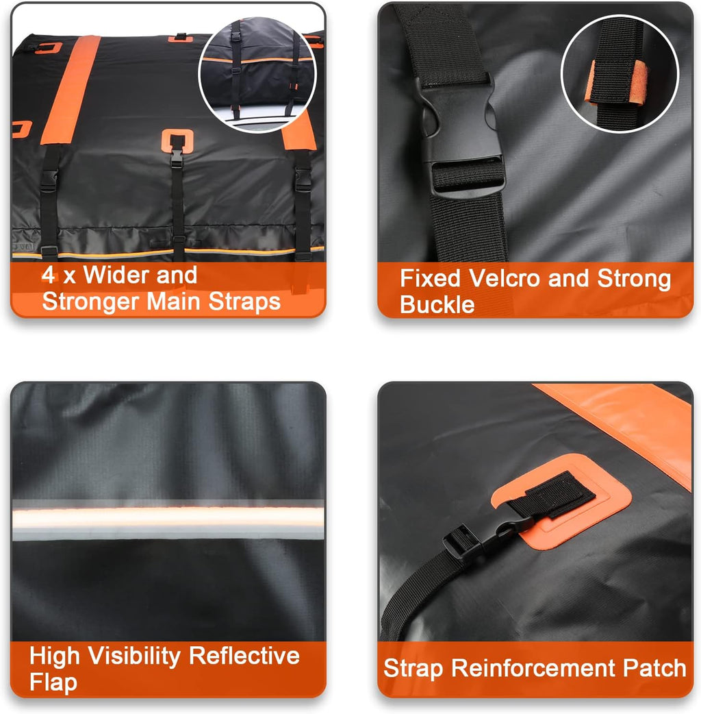 20 Cubic Feet Waterproof Soft Shell Rooftop Cargo Carrier with Reflective Strip and Anti-Slip Mat Q3295