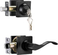 Black Square Door Lockset with Deadbolt Pack of 2 Z57021