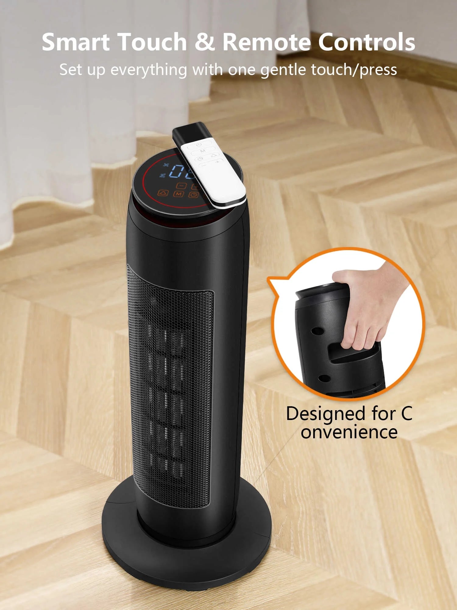 1500W Space Heater with Thermostat, Remote, 24H Timer P5414