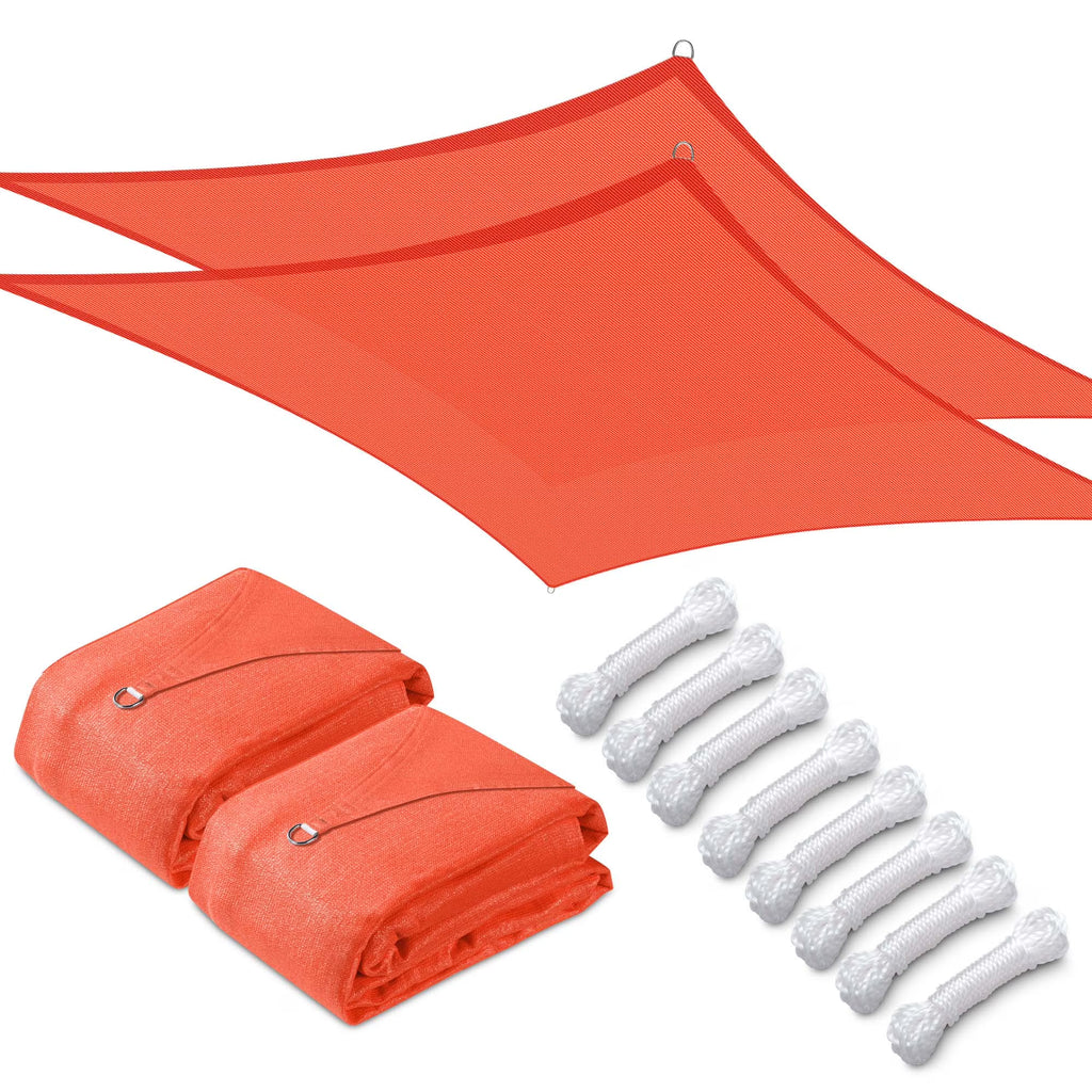 2 Pack 12x12 Ft 97% UV Block Square Sun Shade Sail HDPE Canopy D595285