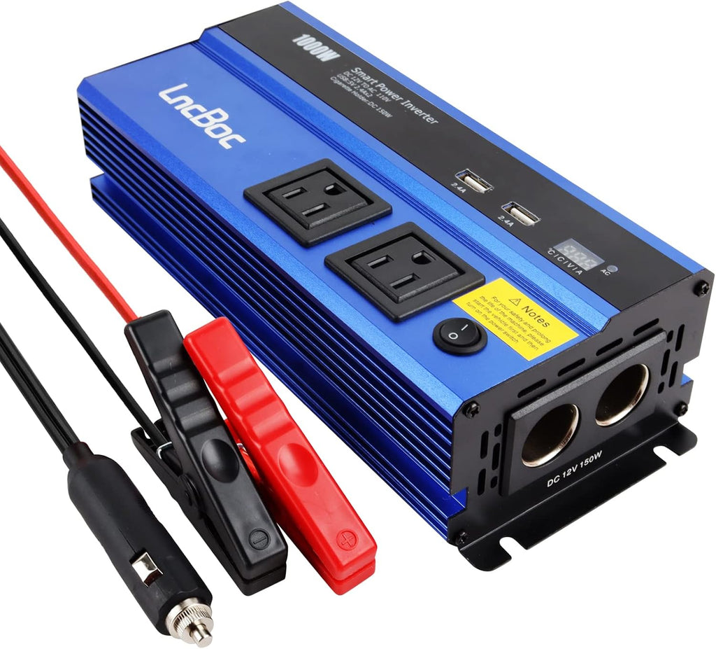 200W Car Power Inverter DC 12V&24V to 110V AC, Dual Cigarette Lighter, 4 AC Outlets and 3 USB Ports Pack of 2 A273543