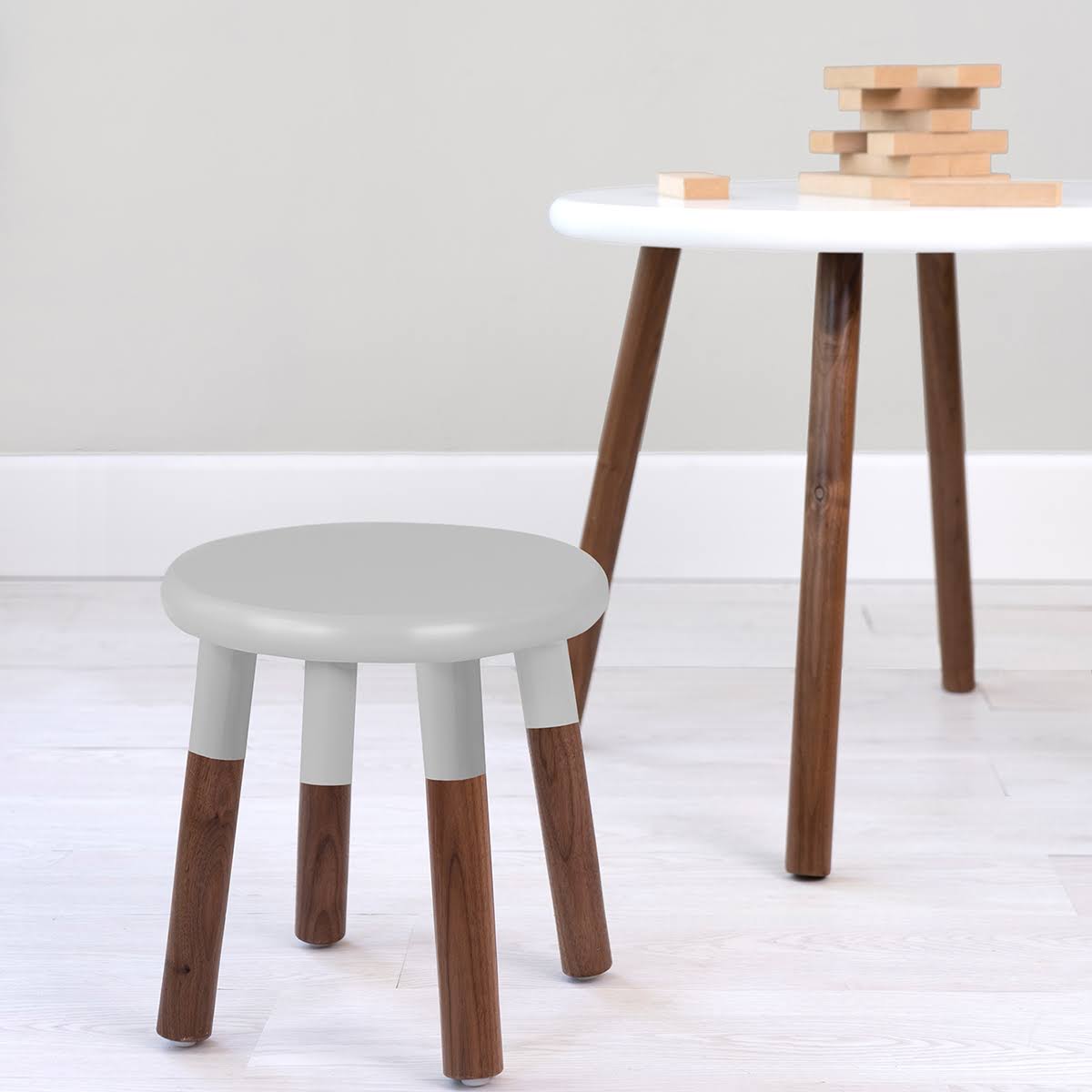 Kids Chair Set of 2 Walnut Deep Blue I80784