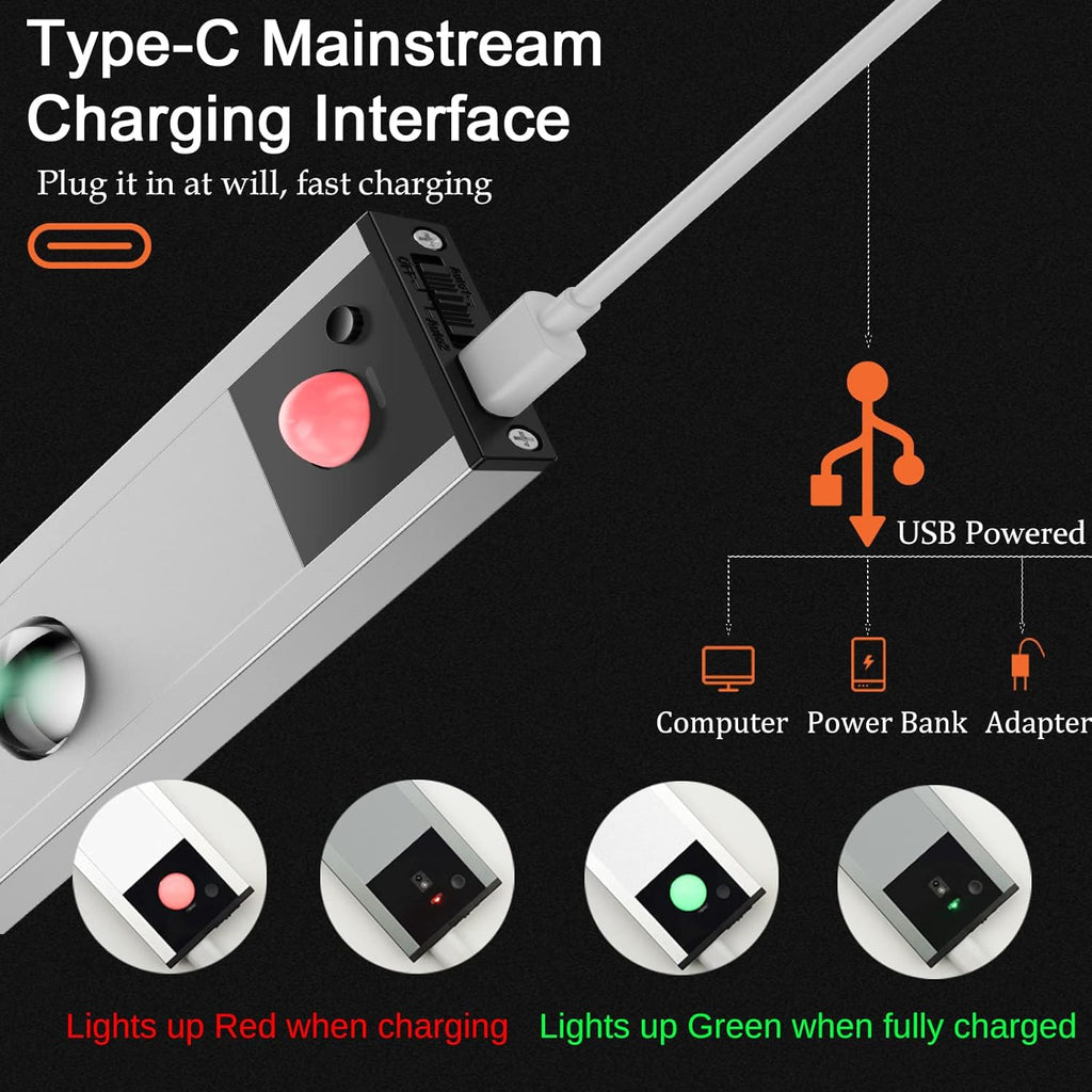 Under Cabinet LED Motion Sensor Light, 23.62 inch, 7 Color, Wireless USB Rechargeable W949