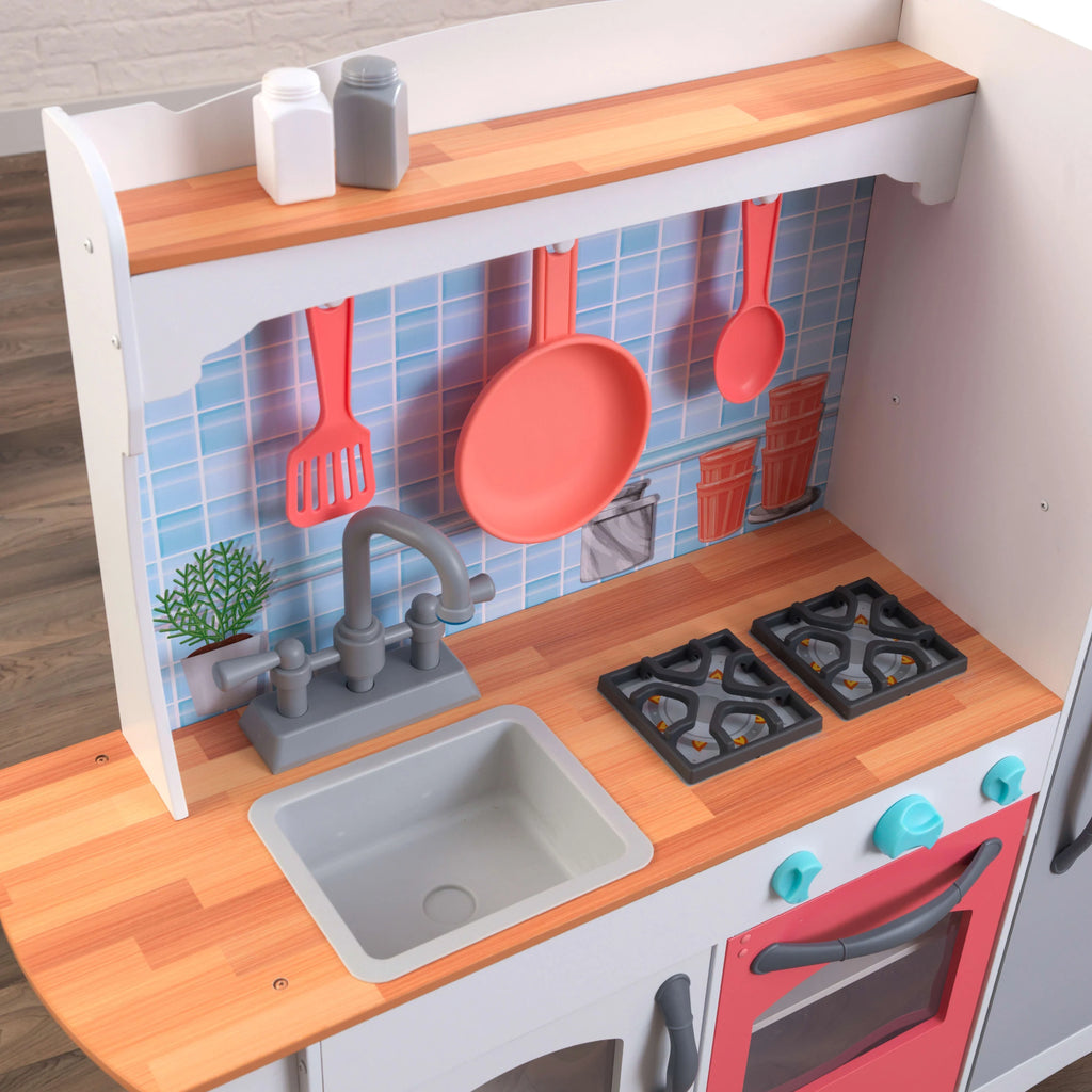 Gray and Pink Magnetic Play Kitchen B96238
