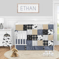 Blue and Tan 5 Piece Crib Bedding Set R406