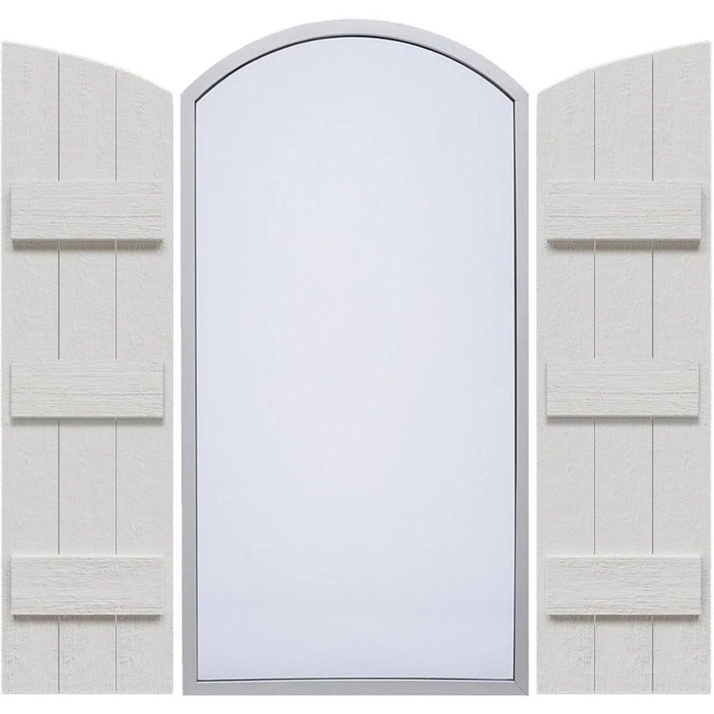 Rustic Faux Wood Shutters with Elliptical Arch Top P852