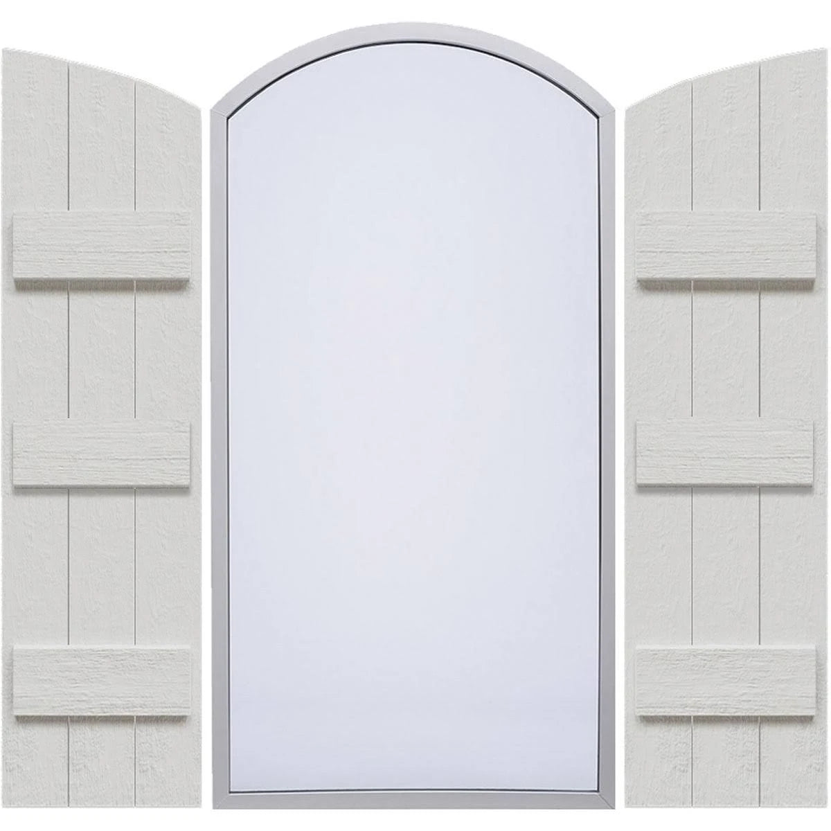 Rustic Faux Wood Shutters with Elliptical Arch Top P852