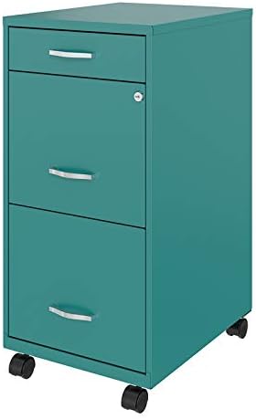 White 3 Drawer Metal Mobile File Cabinet with Lock X439789