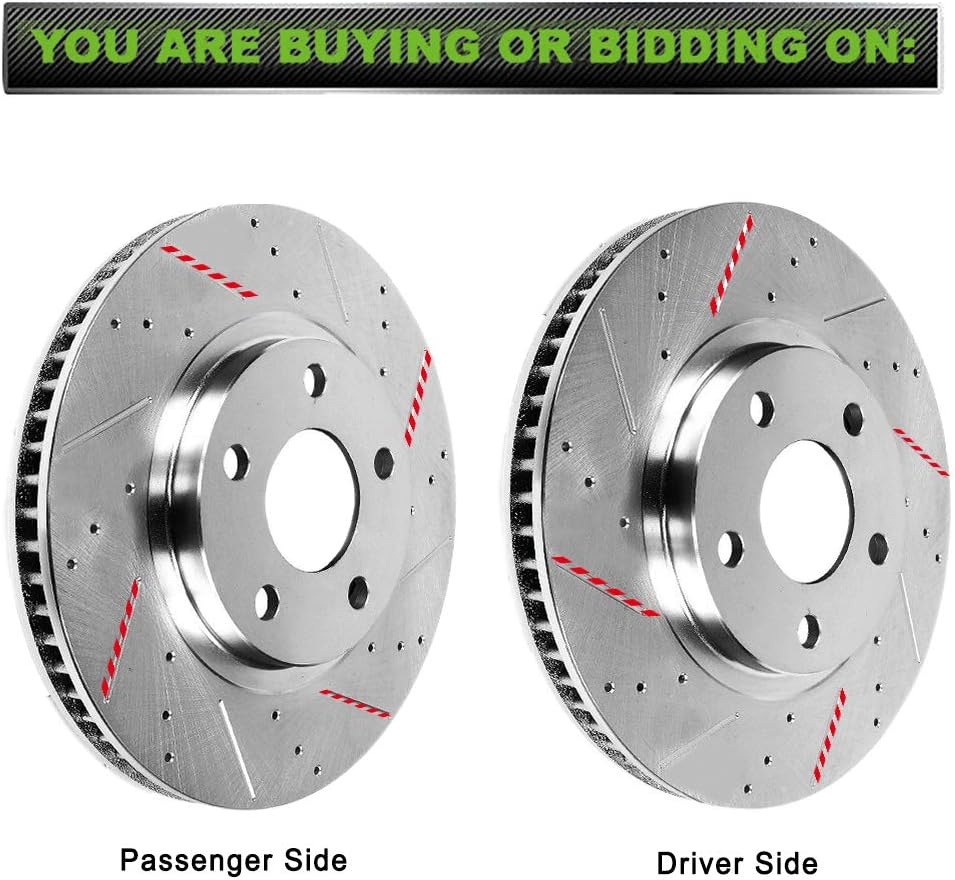 Drilled & Slotted Rear Brake Rotors, 2pcs I7739
