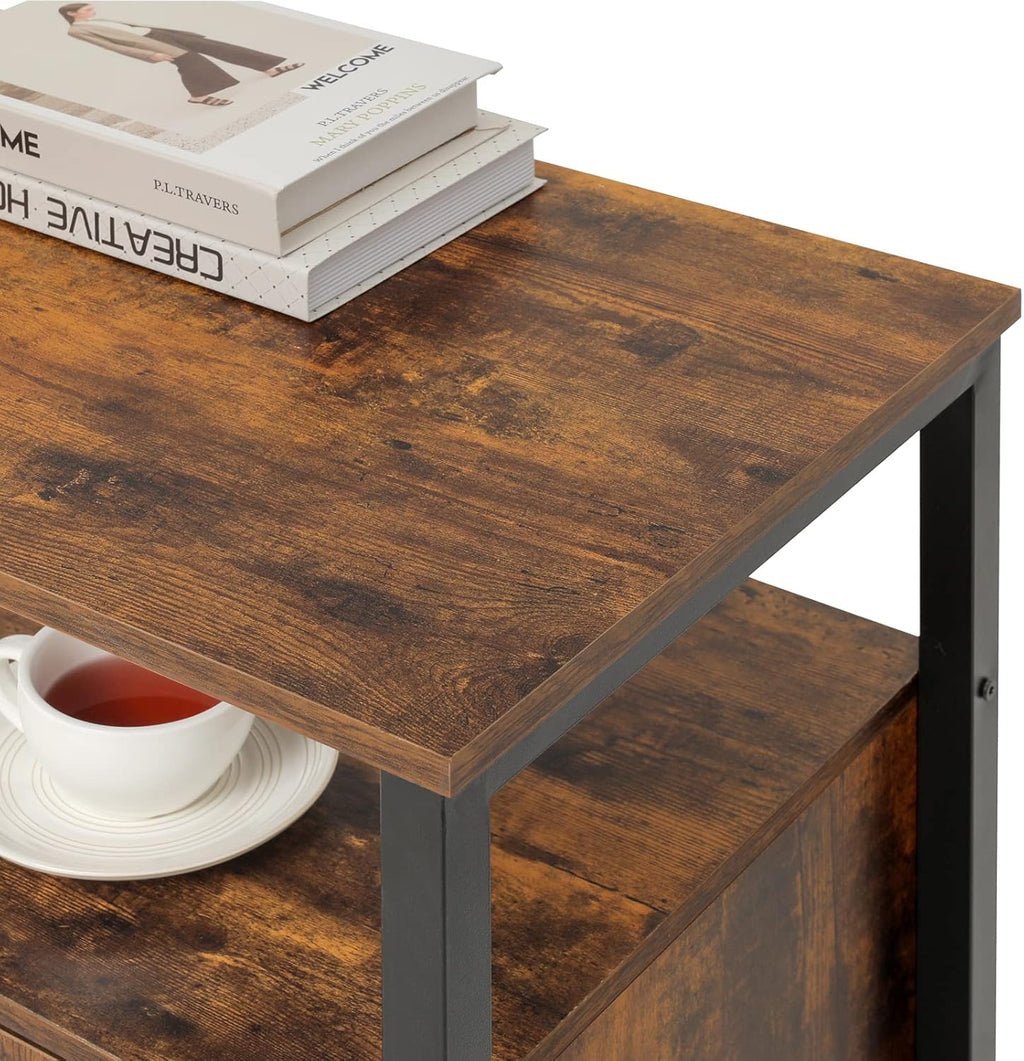 Rustic Brown TV Stand with Storage Shelves I889