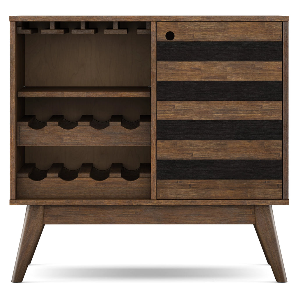 Rustic Natural Aged Brown Solid Acacia Wood Wine Cabinet X827