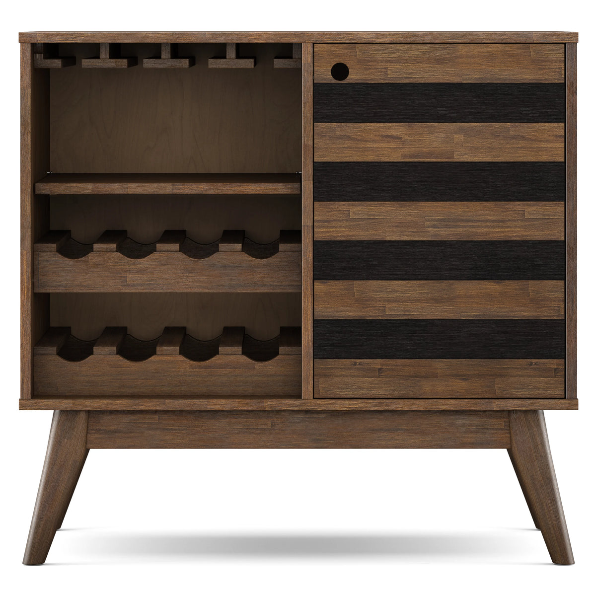 Rustic Natural Aged Brown Solid Acacia Wood Wine Cabinet X827