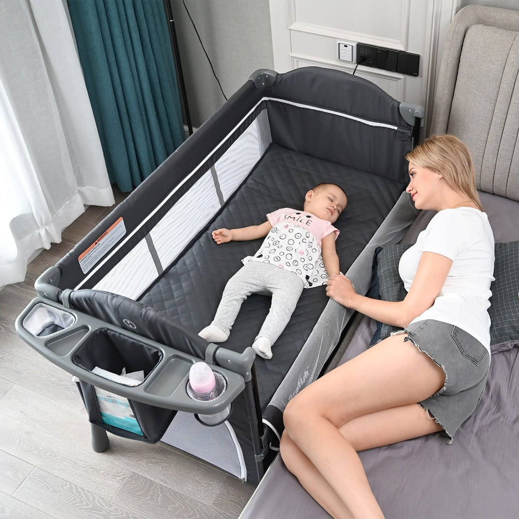 Baby Crib with Mattress Bedside Sleeper V1329