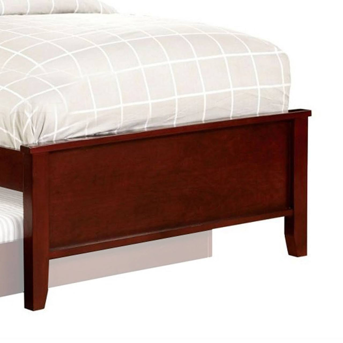 Transitional Style Twin Size Bed with Headboard Cherry Brown I9509