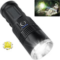 Rechargeable 100000 Lumens Tactical LED Flashlight with 3 Modes, 4 Batteries, Zoomable, IPX5 Waterproof W924