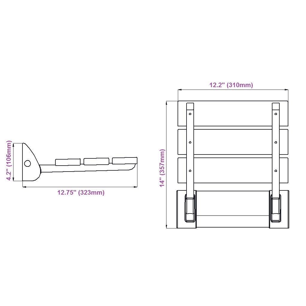 Sapele Folding Shower Seat with Chrome Hinges Solid Wood Wall Mount M81548