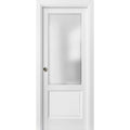 Panel Lite Pocket Door 30 x 80 with Frames Matte White with Glass Rail Hardware Wood Pantry Sliding Door G393