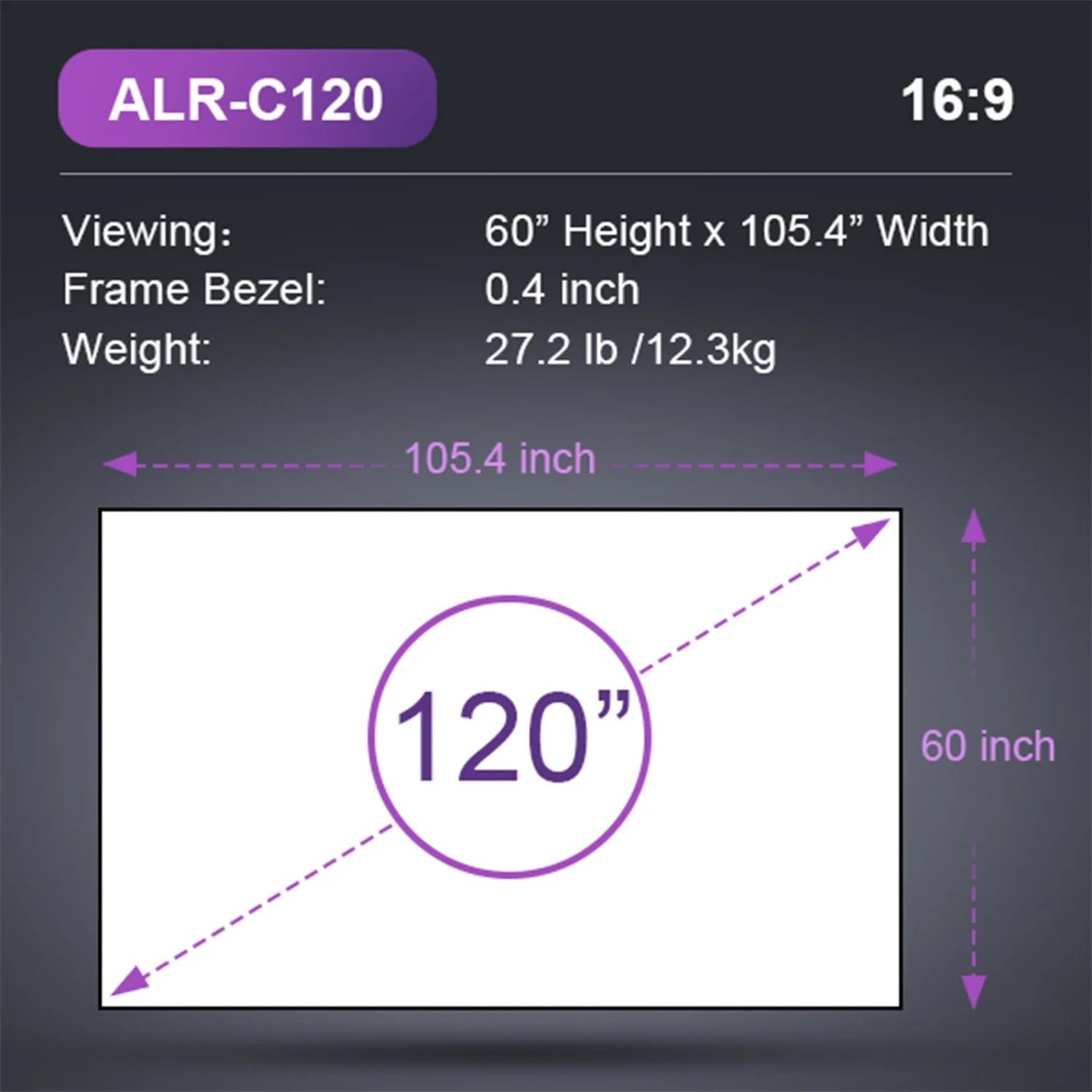 120 inch Fixed Frame Ambient Light Rejecting Projector Screen B8112
