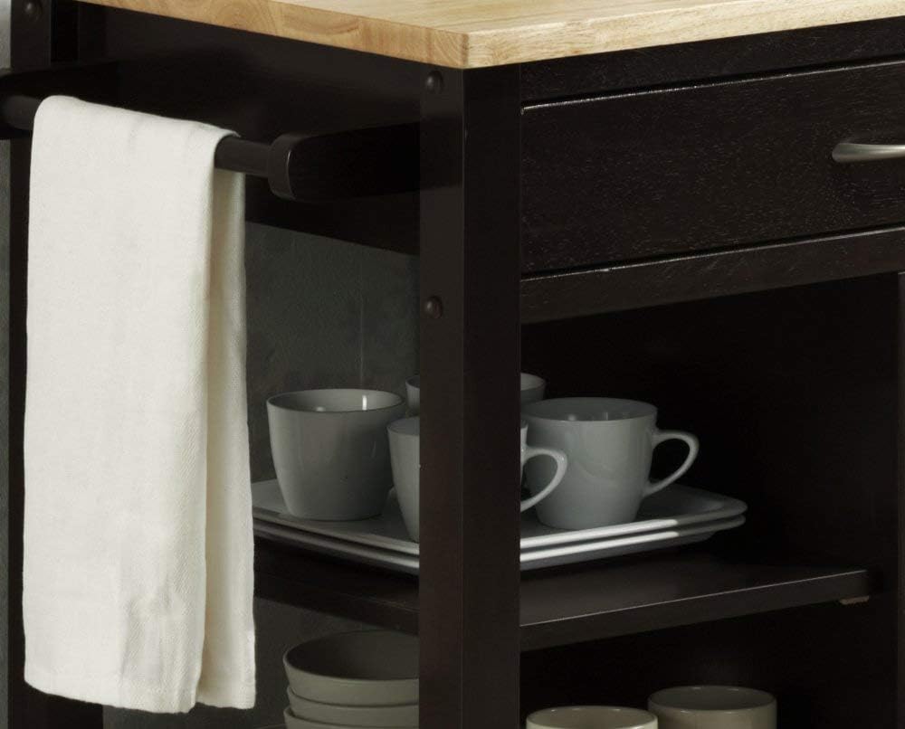 Black and Natural Kitchen Cart Q69030