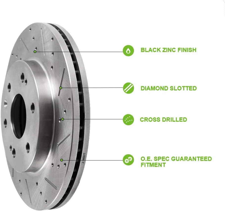 Drilled & Slotted Rear Brake Rotors, 2pcs I7739