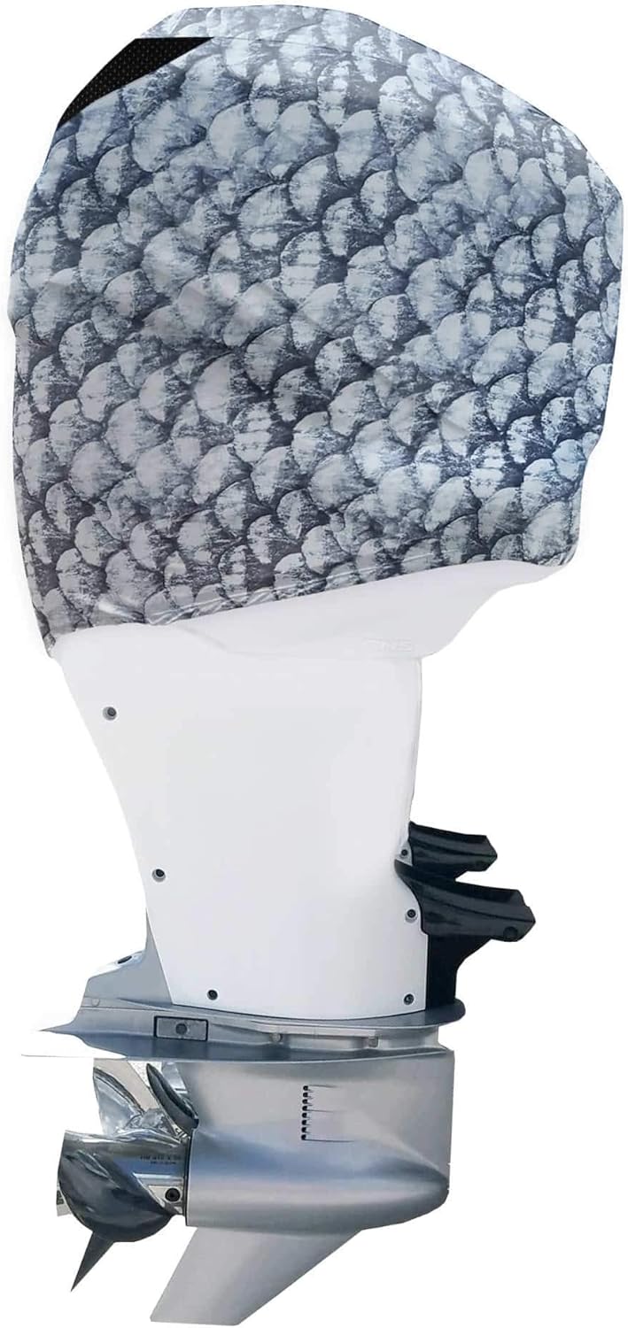 Grey Fish Scales Outboard Motor Cover W8749