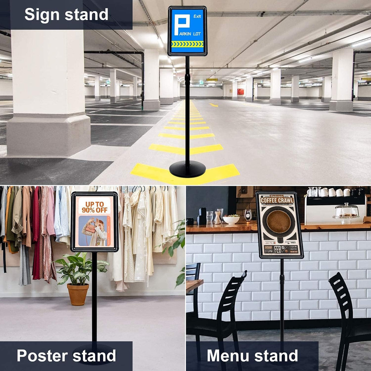 Black Pedestal Poster Stand, Pack of 2 O334956