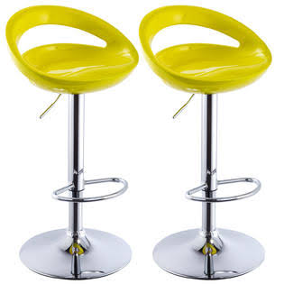 Set of 2 Adjustable Swivel Barstool Bar Chairs (White ABS) C432498